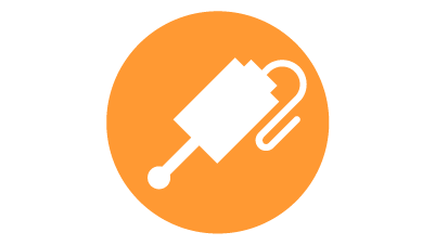 Ipari automatizálás folyamaton belüli méréséhez használt, fehér vezetékes mérőfejet narancssárga körben ábrázoló ikon