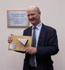 Science Minister David Willetts and his prototype nose cone (image courtesy BLOODHOUND SSC)