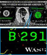Dollar bill showing traces of explosive